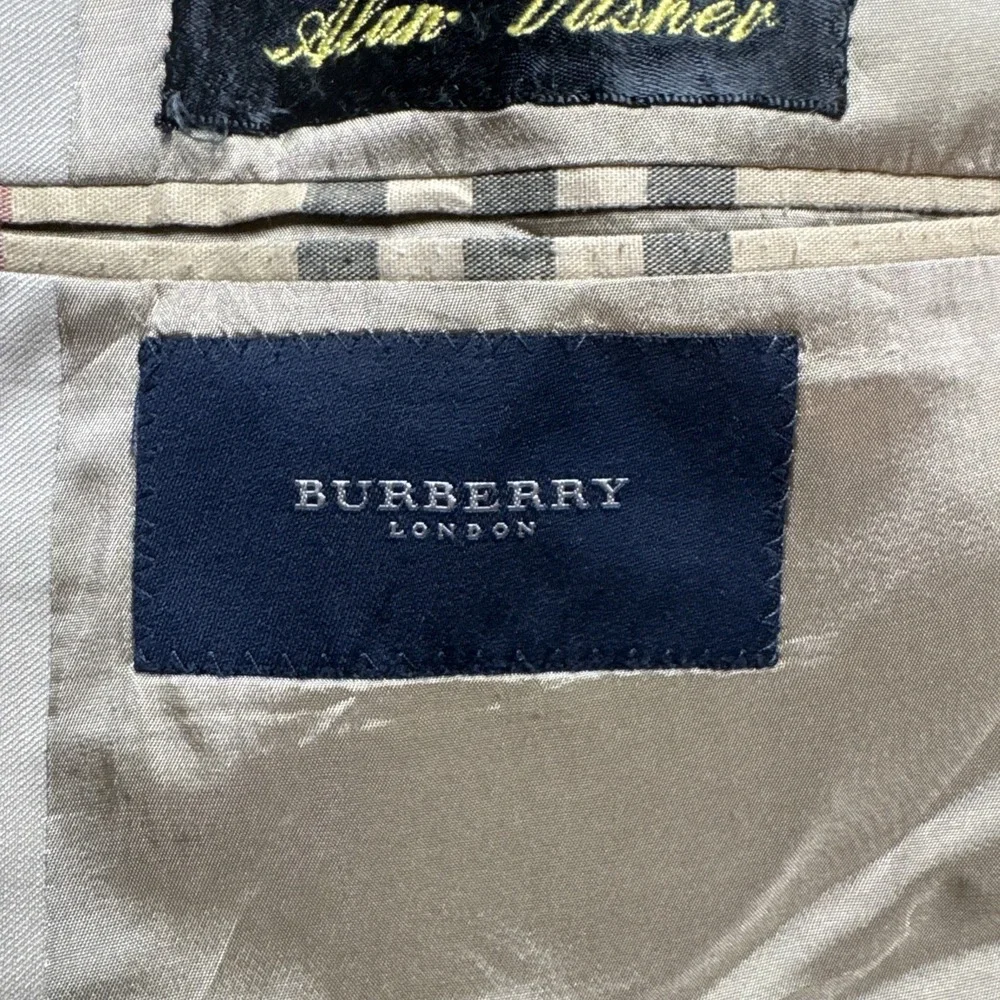 BURBERRY London Beige Wool‎ Super 100's Bespoke Blazer Sport Coat Jacket Sz 46L